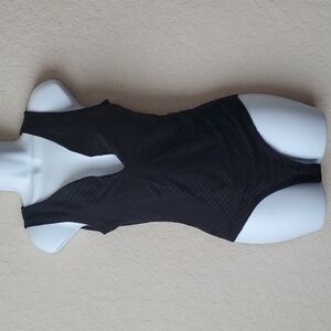 Black low cut bodysuit with sheer back